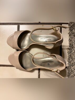 Worthington Beige Open-Toe Ankle Strap Heels